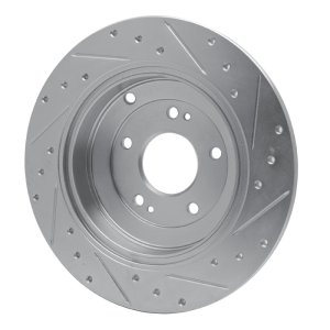 Hyundai Genesis Coupe Brake Rotor (1) - Rear Left - R1 Concepts - Drilled & Slotted - Silver - `10-`16